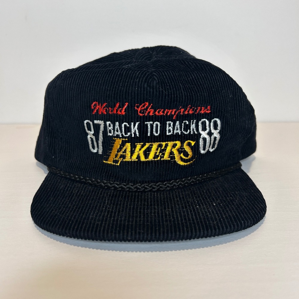 Ama Pro Los Angeles Lakers 1987-1988 World Champions Corduroy Snapback Hat Black
